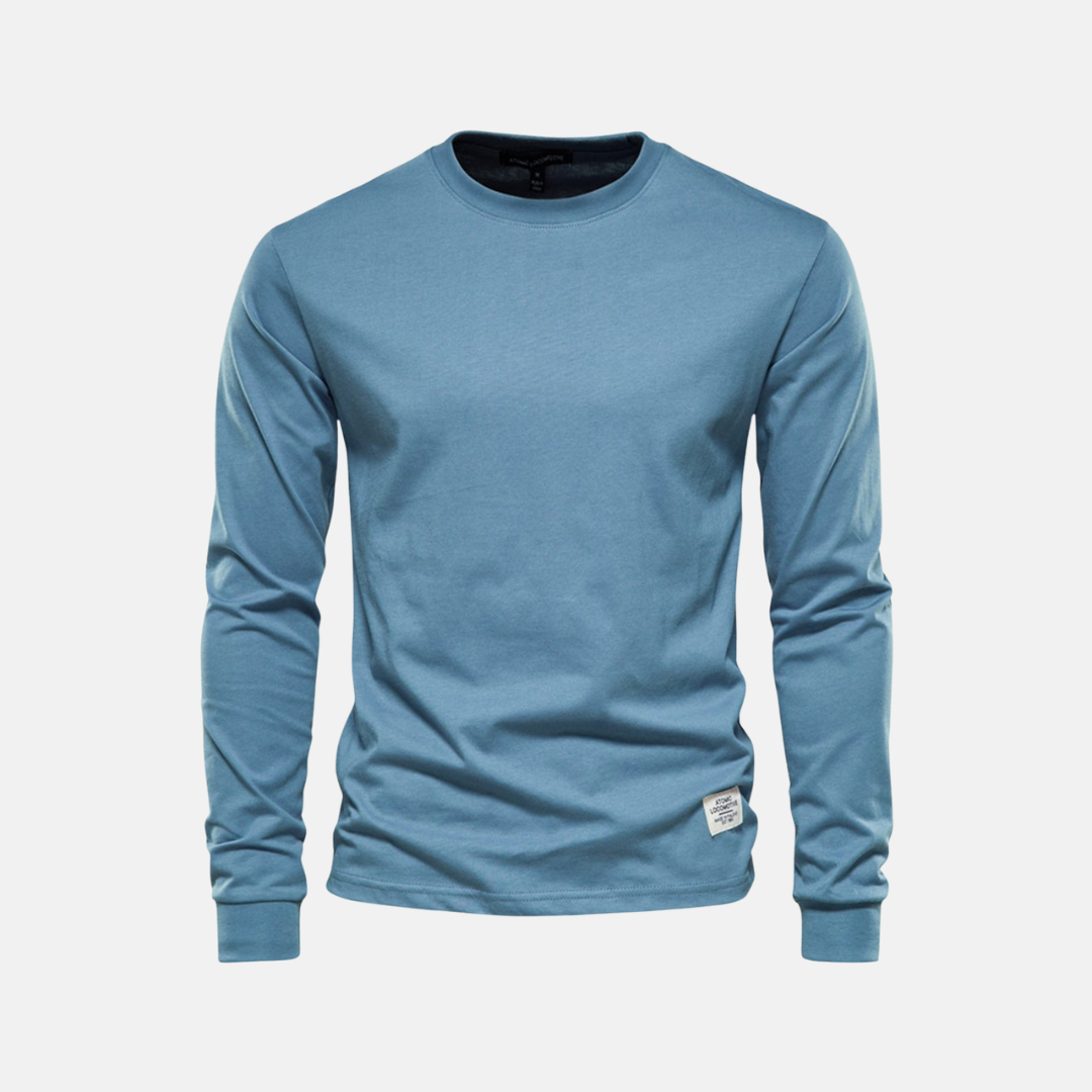Langarmshirt für den Herbst - Casual Baumwoll-Langarmshirt mit Rundhalsausschnitt für Herren