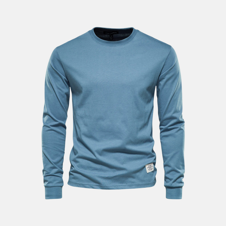 Langarmshirt für den Herbst - Casual Baumwoll-Langarmshirt mit Rundhalsausschnitt für Herren