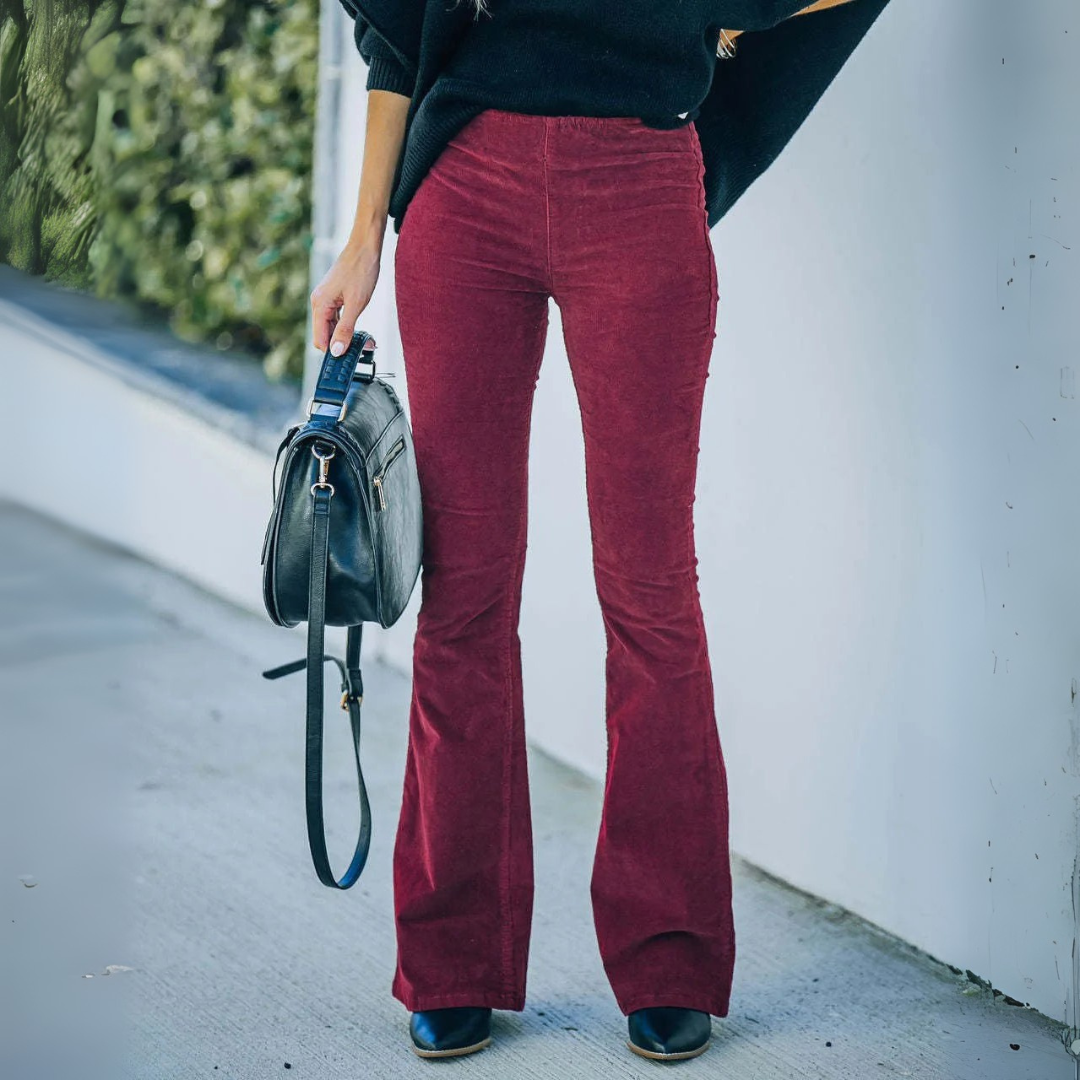 Flared Cordhose für den Herbst - Stilvolle Hose mit hoher Taille für Damen