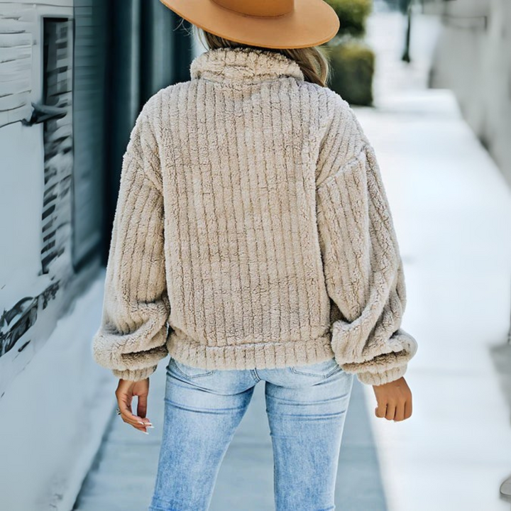 Teddyjacke für den Herbst - Stilvolle Fleecejacke mit Stehkrage für Damen