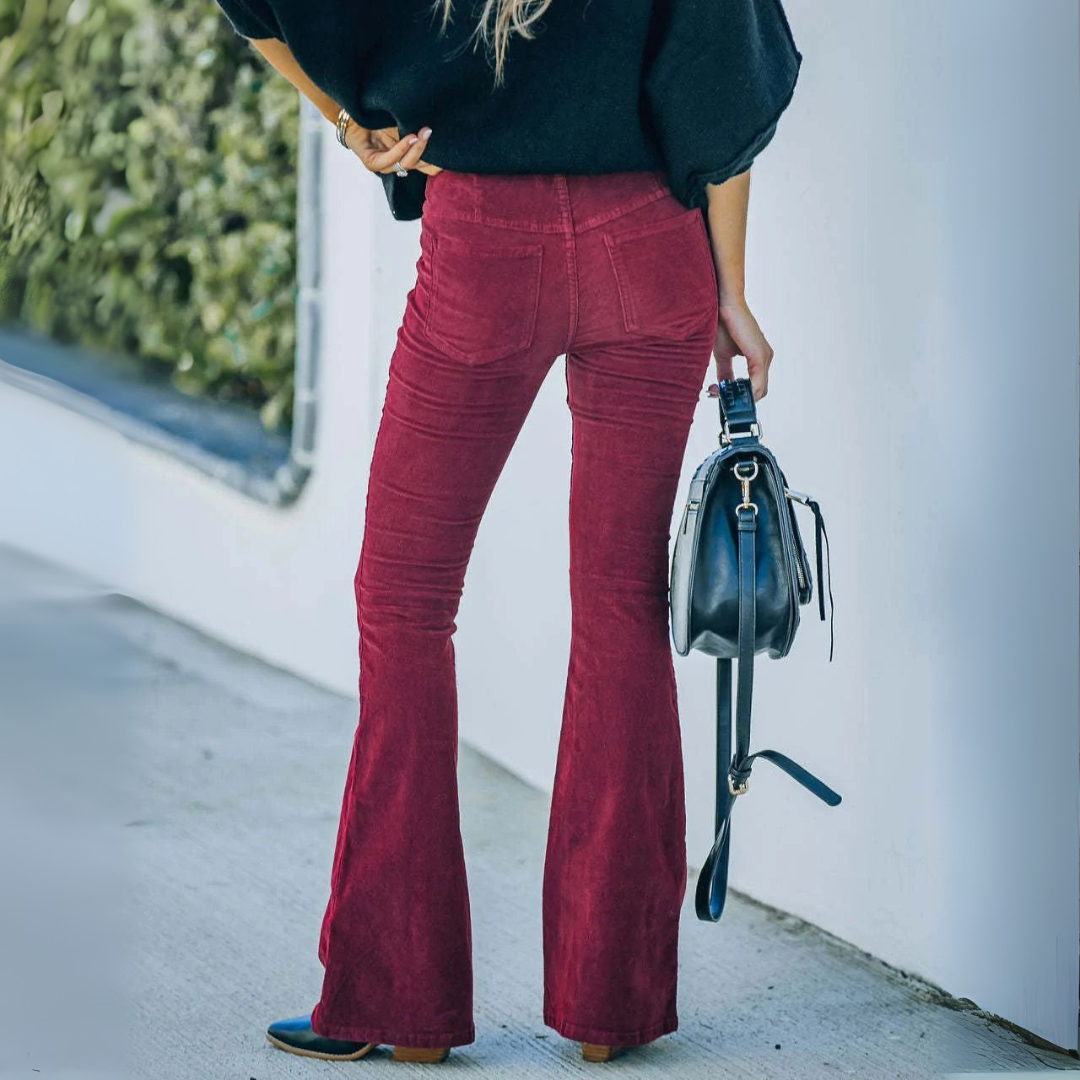 Flared Cordhose für den Herbst - Stilvolle Hose mit hoher Taille für Damen