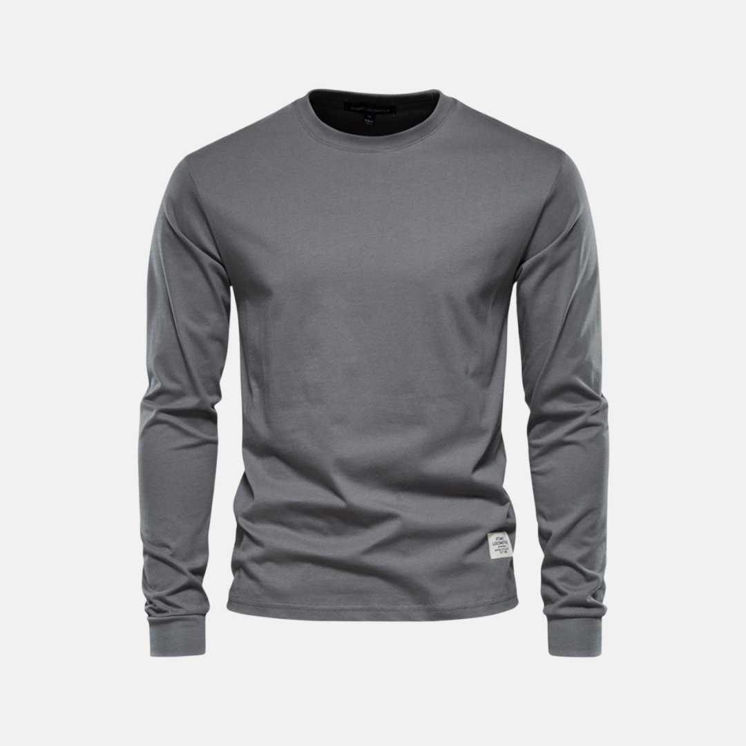 Langarmshirt für den Herbst - Casual Baumwoll-Langarmshirt mit Rundhalsausschnitt für Herren