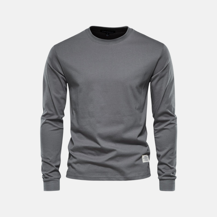 Langarmshirt für den Herbst - Casual Baumwoll-Langarmshirt mit Rundhalsausschnitt für Herren