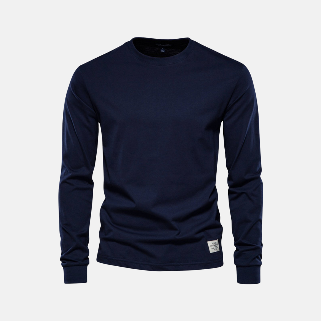 Langarmshirt für den Herbst - Casual Baumwoll-Langarmshirt mit Rundhalsausschnitt für Herren