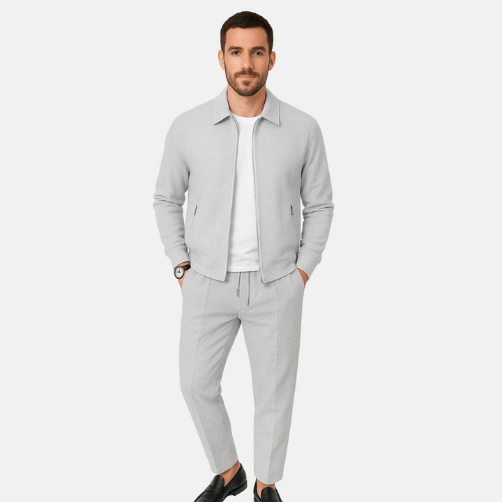 Lounge Zweiteiler für den Herbst - Stilvolle Twin Set mit Strickjacke und Hose für Herren
