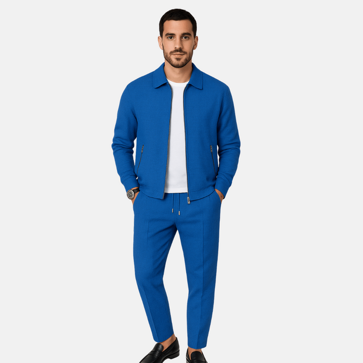 Lounge Zweiteiler für den Herbst - Stilvolle Twin Set mit Strickjacke und Hose für Herren