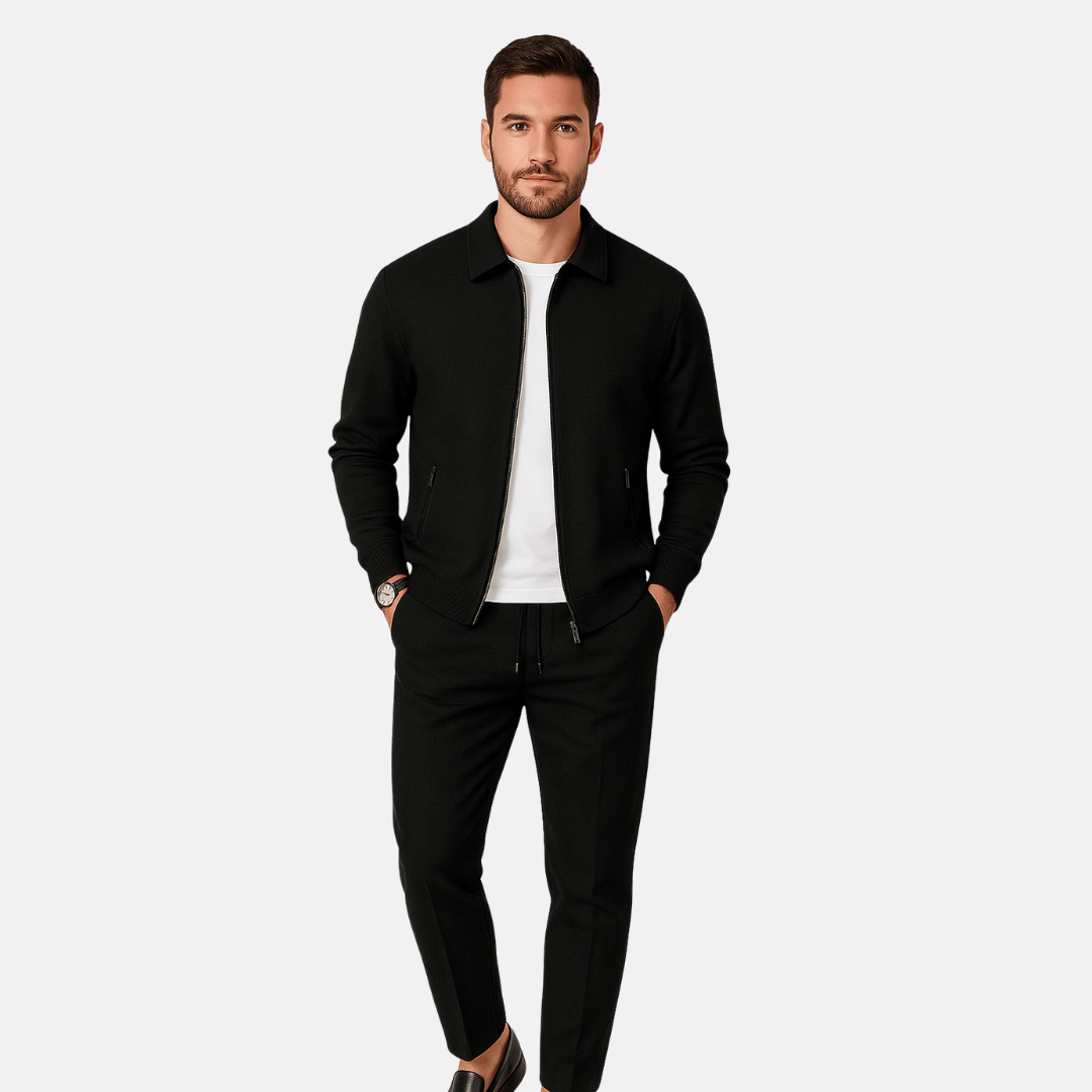 Lounge Zweiteiler für den Herbst - Stilvolle Twin Set mit Strickjacke und Hose für Herren
