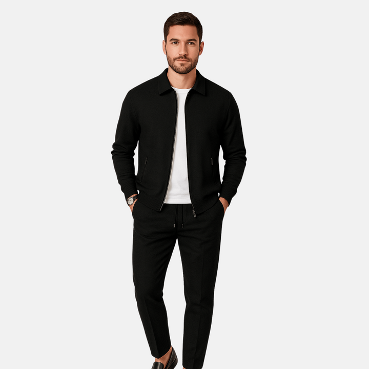 Lounge Zweiteiler für den Herbst - Stilvolle Twin Set mit Strickjacke und Hose für Herren