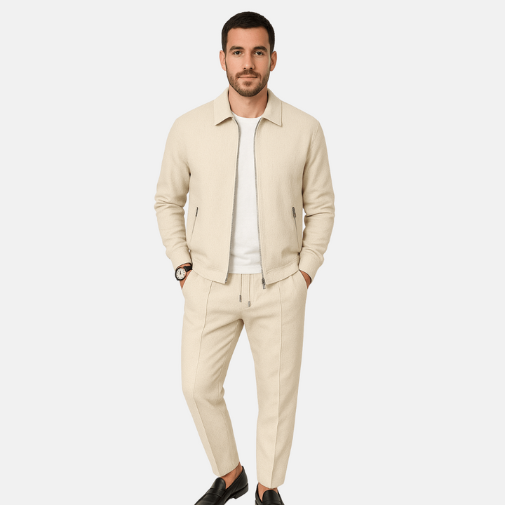 Lounge Zweiteiler für den Herbst - Stilvolle Twin Set mit Strickjacke und Hose für Herren