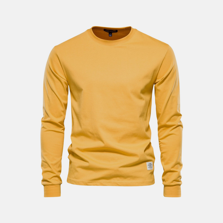 Langarmshirt für den Herbst - Casual Baumwoll-Langarmshirt mit Rundhalsausschnitt für Herren