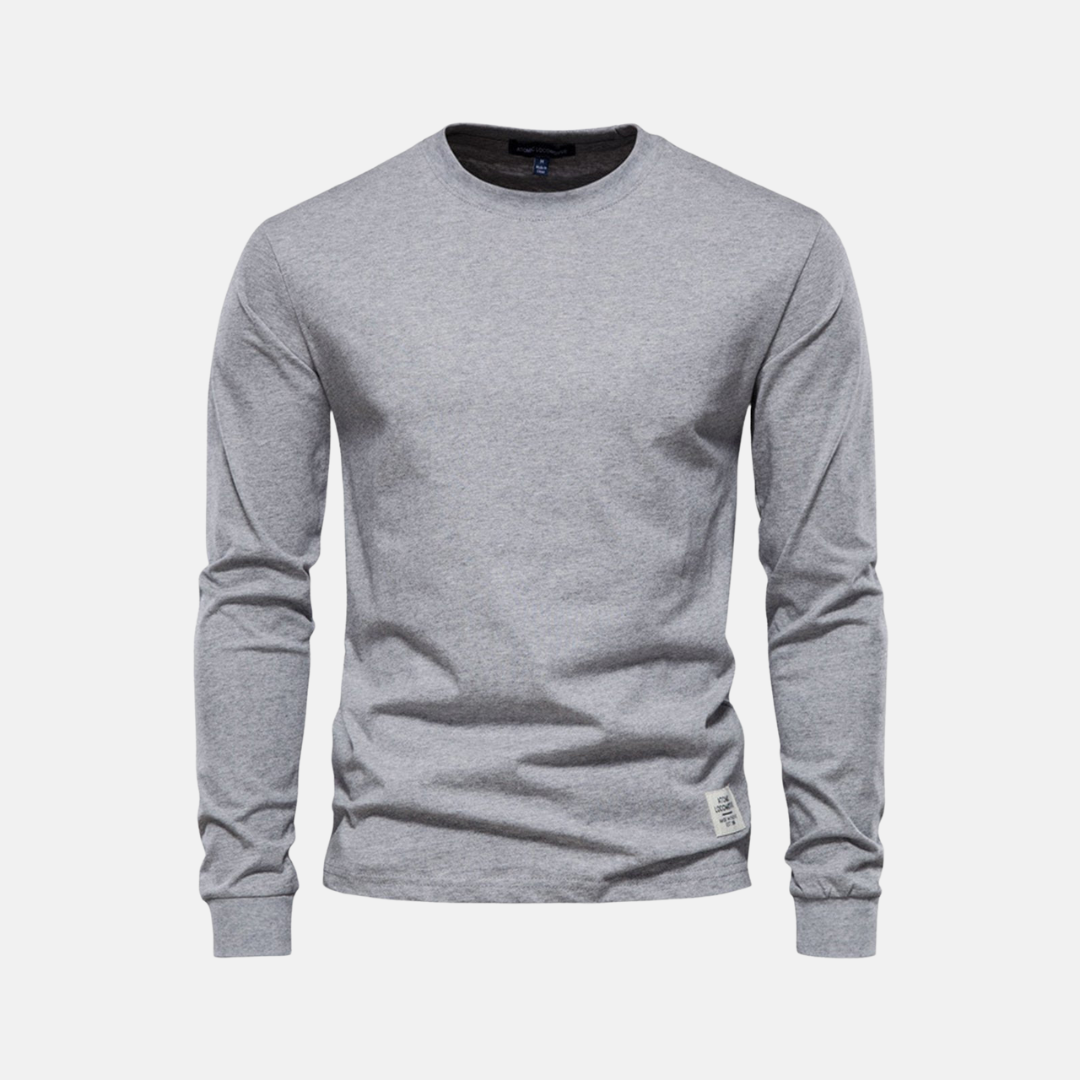 Langarmshirt für den Herbst - Casual Baumwoll-Langarmshirt mit Rundhalsausschnitt für Herren