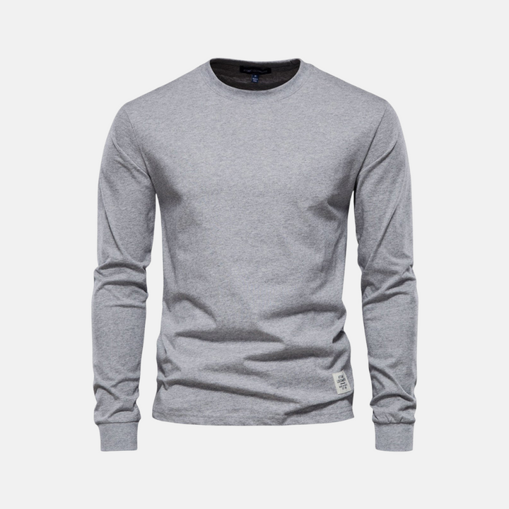 Langarmshirt für den Herbst - Casual Baumwoll-Langarmshirt mit Rundhalsausschnitt für Herren
