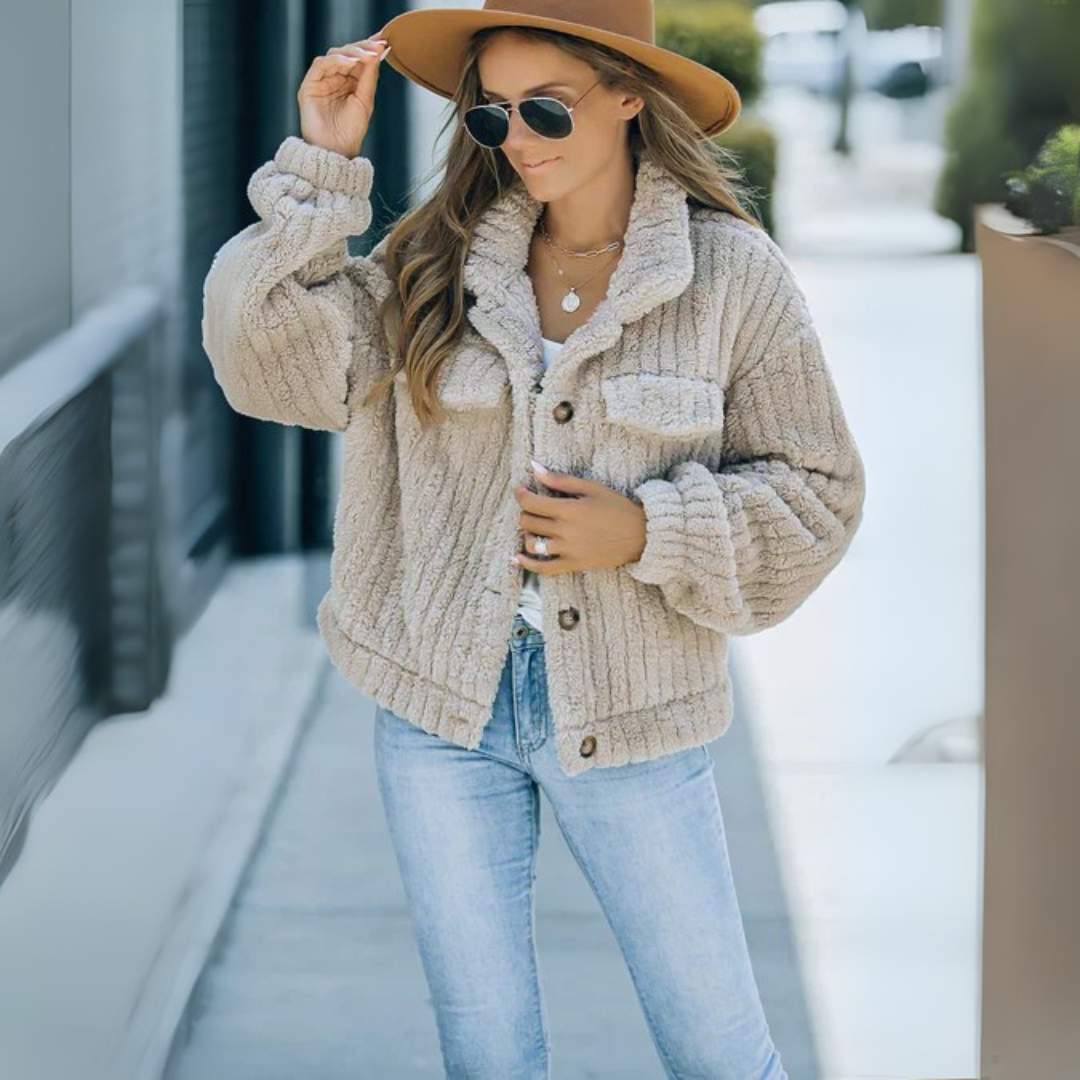 Teddyjacke für den Herbst - Stilvolle Fleecejacke mit Stehkrage für Damen