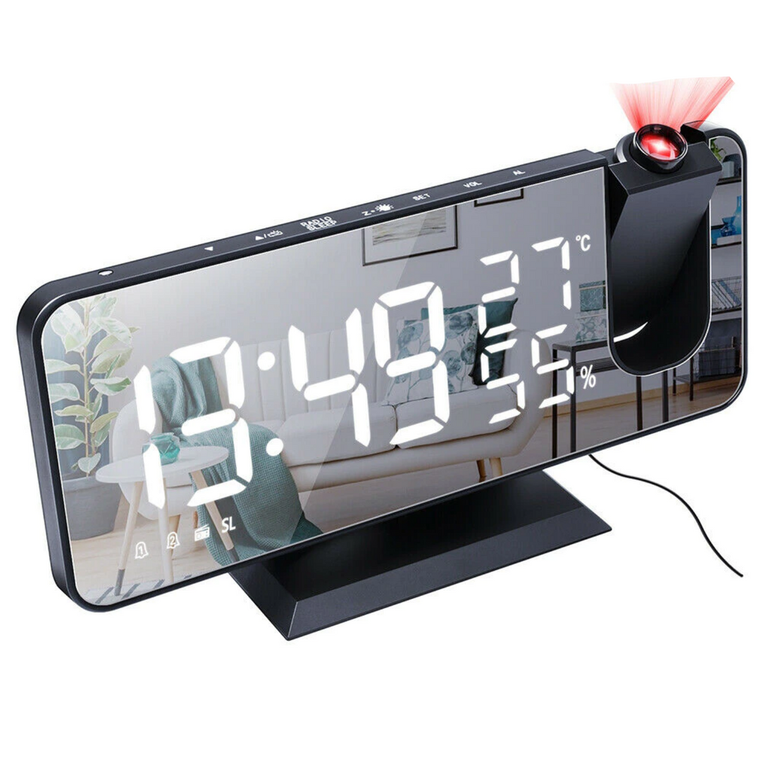 Digitaler Wecker LED Projektor Radio USB - Projektionswecker Temperatur Luftfeuchtigkeit Herbst
