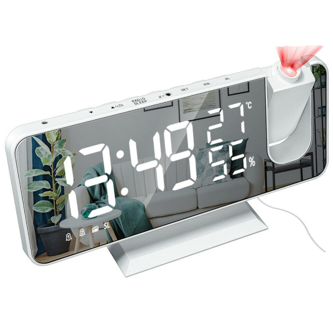 Digitaler Wecker LED Projektor Radio USB - Projektionswecker Temperatur Luftfeuchtigkeit Herbst