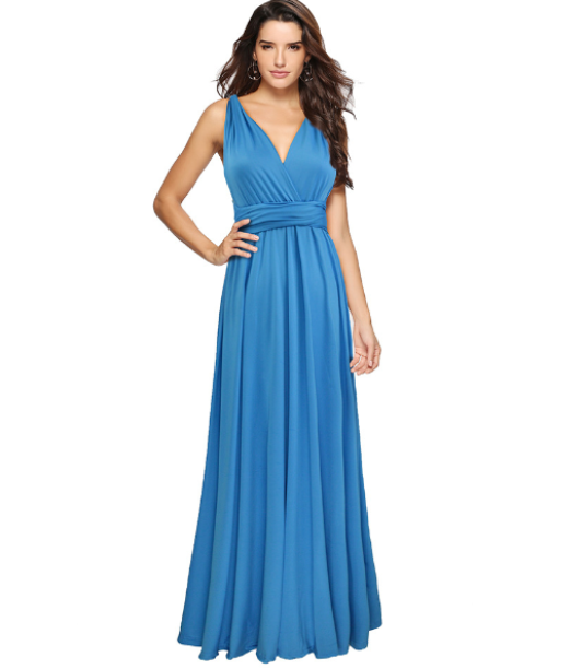 Izzy Maxi-Kleid | Elegantes Rückenfreies Multiwrap Abendkleid Lang | Brautjungfernkleid