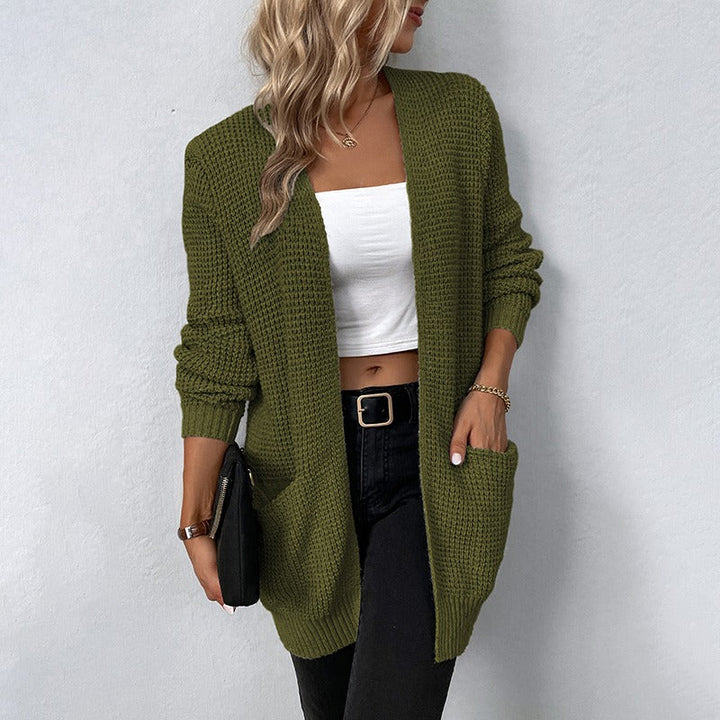 Warmer gestrickter langer Cardigan für Damen
