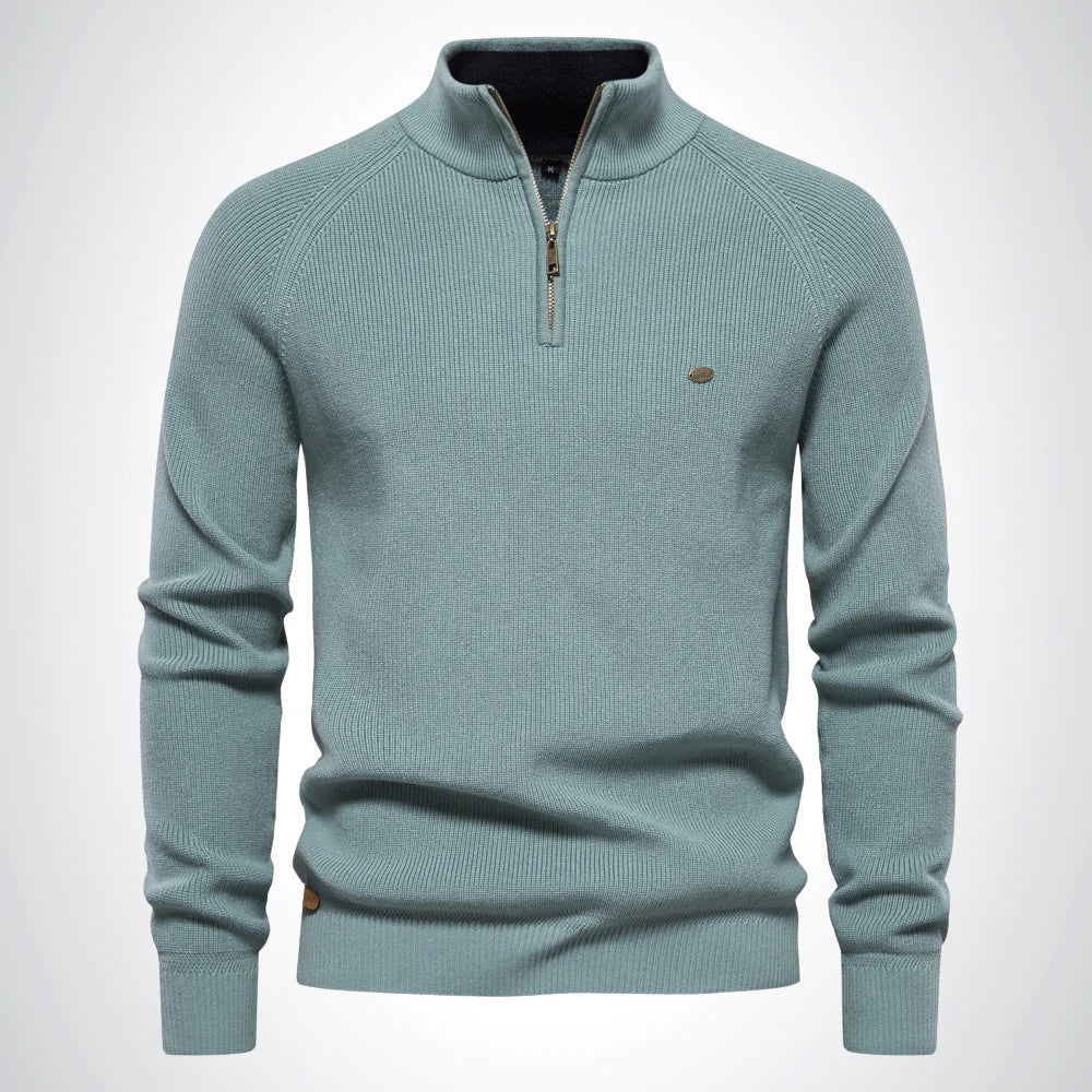 Troyer für den Herbst - Baumwoll-Pullover mit Halb Zip für Herren