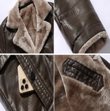 Heritage Mantel | Vintage Langer Lederwintermantel mit Fleece-Futter für Herren