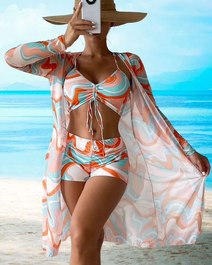 Bikini für Damen - Bikini mit hohem Bund und drei Teilen