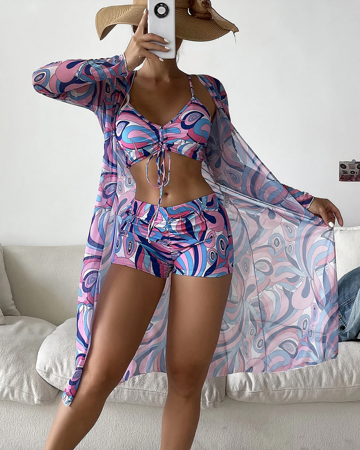 Bikini für Damen - Bikini mit hohem Bund und drei Teilen