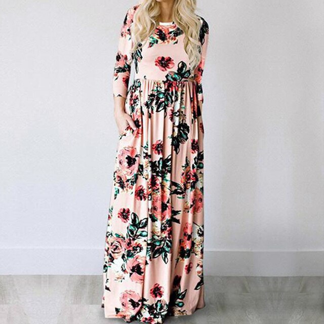 C&AA Floral Kleid | Damen Festliches Sommerkleid mit Blumendruck