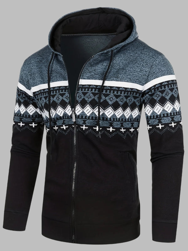 Nordico Norwegian Hoodie | Herren Hoodie mit norwegischem Strickmuster und Reißverschluss