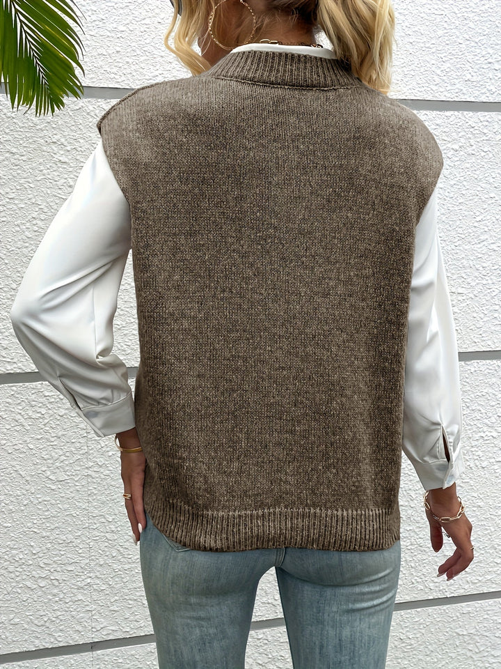 Naomi Pullunder | Luxuriöser ärmelloser Pullover mit V-Ausschnitt für Damen