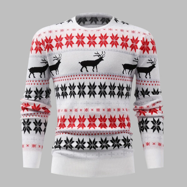 Rendier Weihnachtspullover | Norwegischer Weihnachtsstrickpullover für Herren