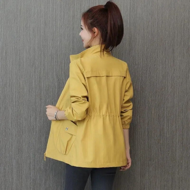 Regenjacke für den Herbst - Wasserdichte Übergansjacke mit Stehkragen für Damen