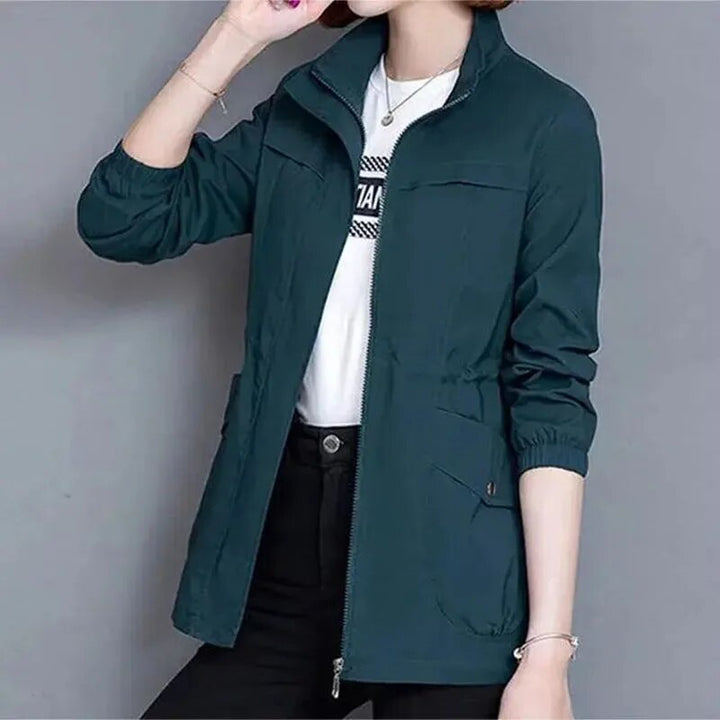 Regenjacke für den Herbst - Wasserdichte Übergansjacke mit Stehkragen für Damen