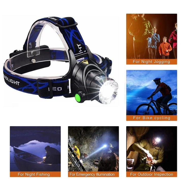 LED Stirnlampe 2000 Lumen wasserdicht USB - Kopflampe Zoom Akku Herbst Wandern Outdoor dunkel