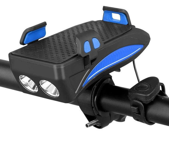 Fahrrad Handyhalterung 4-in-1 LED Licht Powerbank - Fahrradlicht Herbst dunkel Beleuchtung Klingel