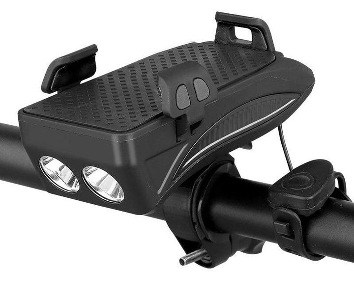Fahrrad Handyhalterung 4-in-1 LED Licht Powerbank - Fahrradlicht Herbst dunkel Beleuchtung Klingel