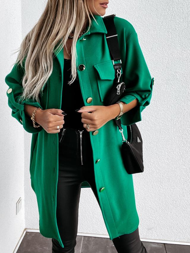 Isabella Jacke | Elegant trendiges, langes Overshirt mit Woll-Look für Damen