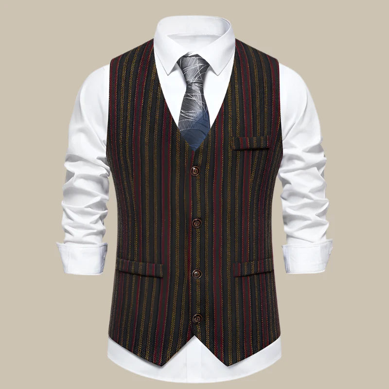 Trachtenweste für den Herbst - Klassisches Gestreiftes Tweed-Gilet mit Taschen für Herren
