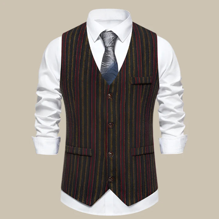Trachtenweste für den Herbst - Klassisches Gestreiftes Tweed-Gilet mit Taschen für Herren