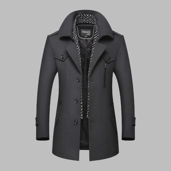 Gantor Klassischer Wollmantel | Langer Woll-Wintermantel Herren mit zeitlosem Stil