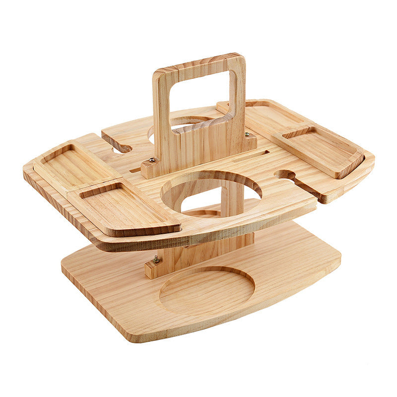 Picknicktisch Holz klappbar - Tragbarer Weintisch Herbst Weinlese Garten Outdoor mit Glashalter