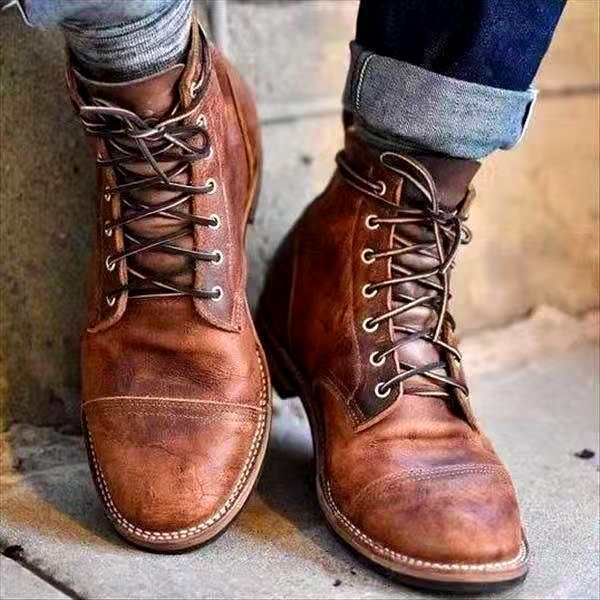 Retro Stiefel für den Herbst - Stilvolle Wasserdichte Schnürstiefel für Herren