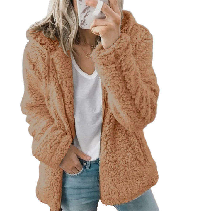 Teddyjacke für den kalte Tage - Stilvolle Fleecejacke mit Kapuze für Damen