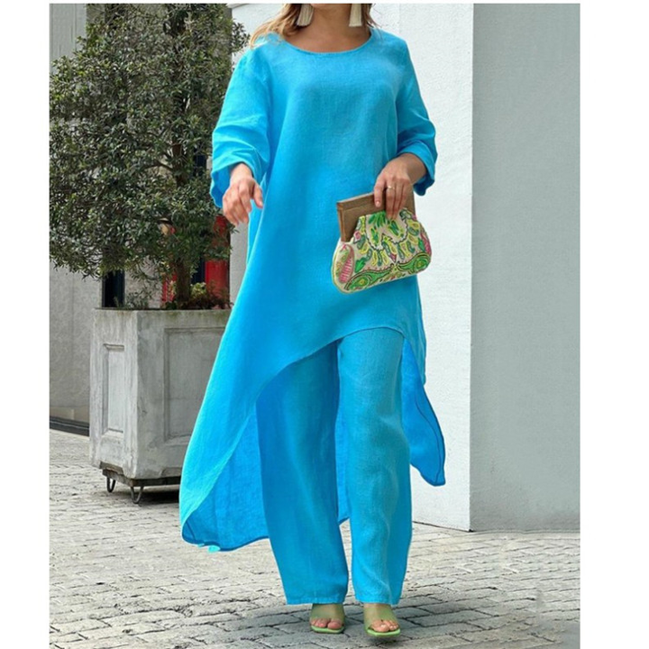 Esme Elegantes Zwei-Teiler Set | Luftiges Sommerliches Boho-Stil Ensemble mit weiten Hosen und Tunika