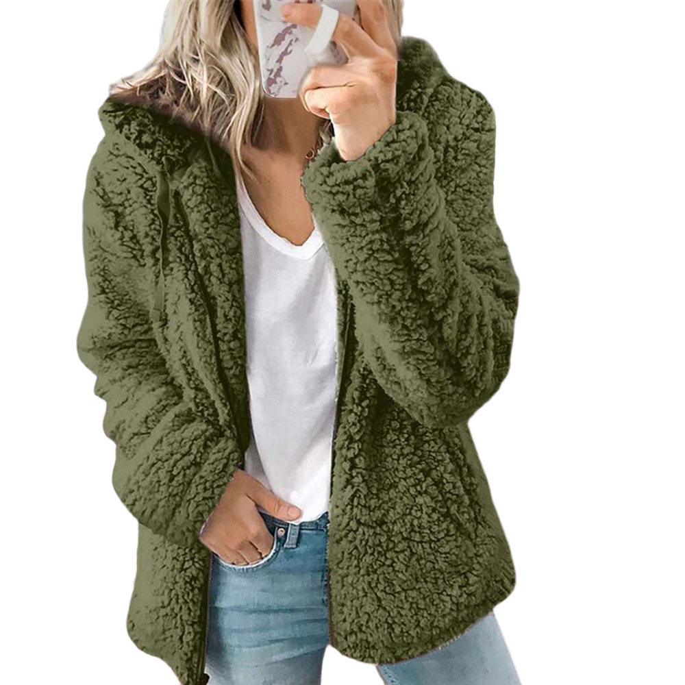 Teddyjacke für den kalte Tage - Stilvolle Fleecejacke mit Kapuze für Damen