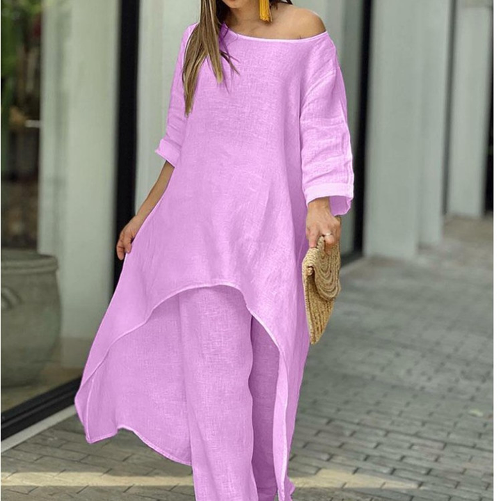 Esme Elegantes Zwei-Teiler Set | Luftiges Sommerliches Boho-Stil Ensemble mit weiten Hosen und Tunika