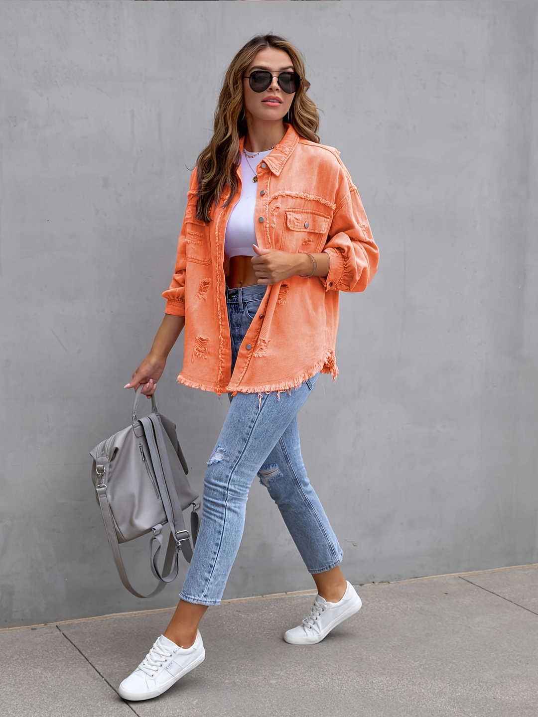 Jeansjacke für den Herbst - Trendy Oversized Übergangsjacke für Damen