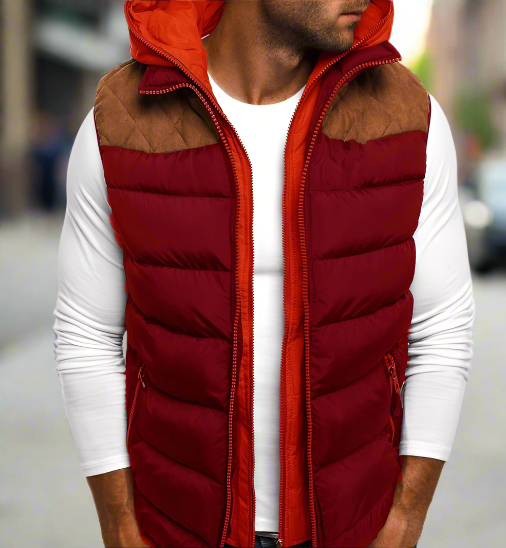 Weste für Herren - Stilvolle gepolsterte Übergangsjacke mit Kapuze