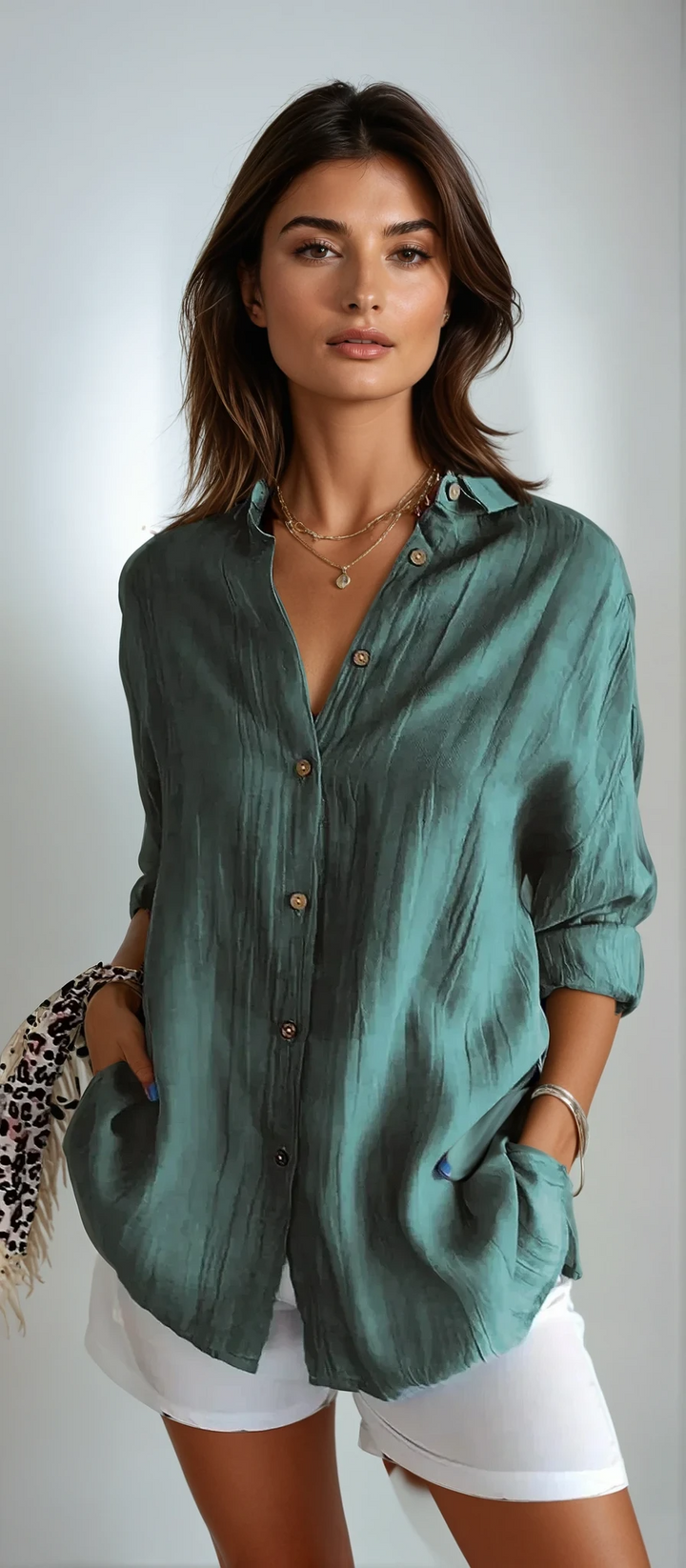 Hemdbluse für Damen - Elegante Luftige Bluse für Sommer