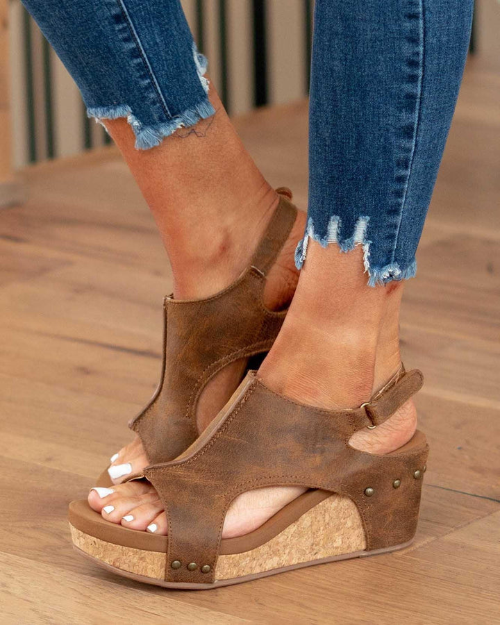 Keilsandaletten für Damen - Trendige Bequeme Sandalen mit Korksohle für Sommer