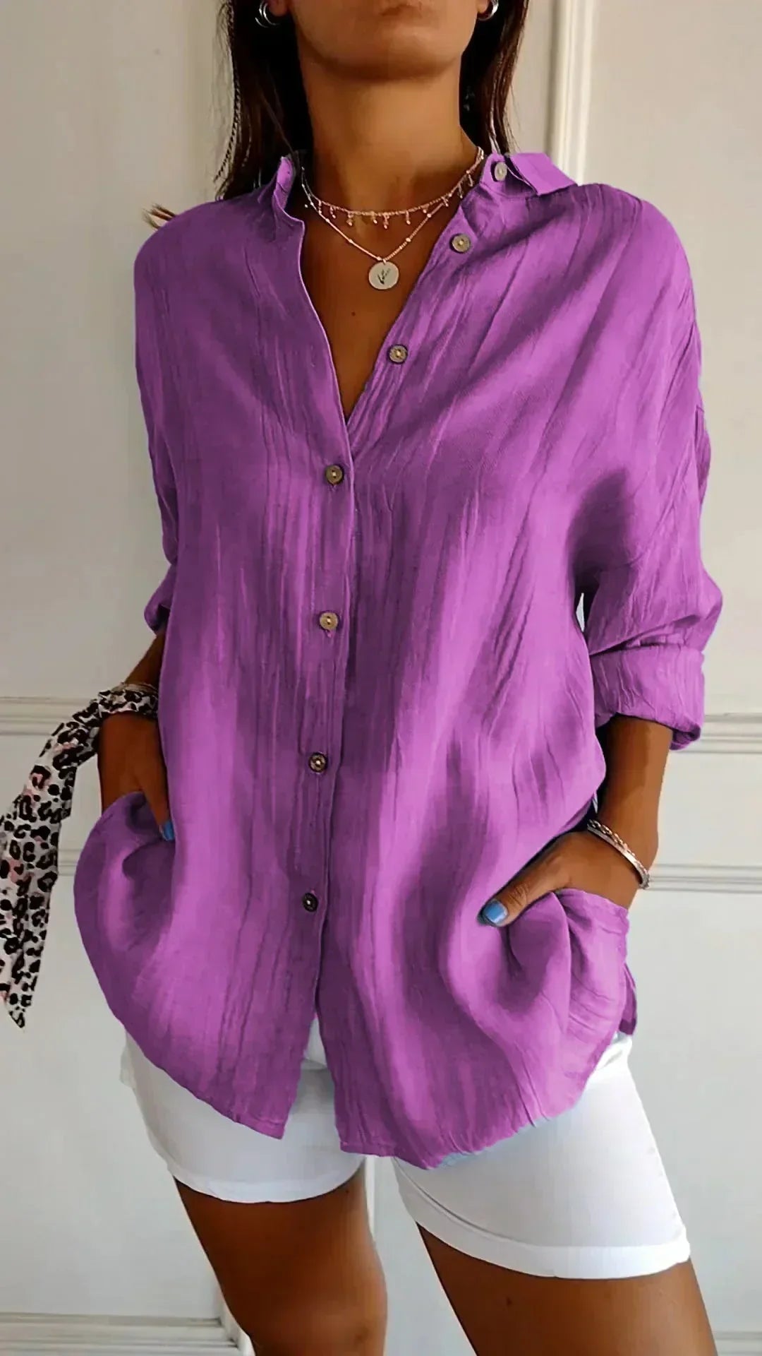 Hemdbluse für Damen - Elegante Luftige Bluse für Sommer