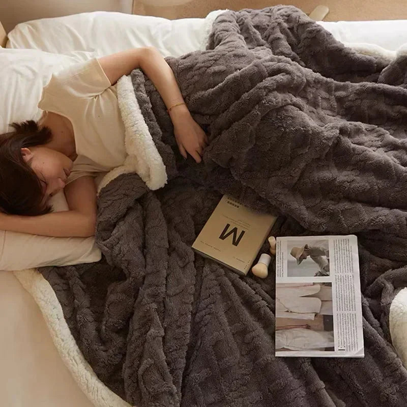 Kuscheldecke Fleece Winter warm - Weiche Wolldecke Herbst kuschelig für Sofa Bett Wohnzimmer